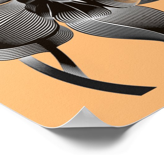 Blume optische Illusion 3D-Linear Schwarz/Weiß Poster (Ecke)