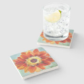 Blume Orange Art Malerei Marmor Stone Untersetzer (Seitenansicht)