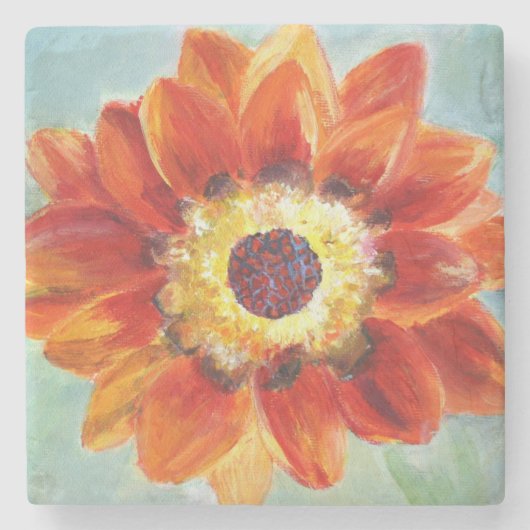 Blume Orange Art Malerei Marmor Stone Untersetzer (Vorderseite)