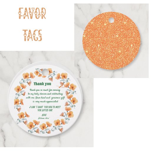 Blume-Orange-BabyduscheLiebesmarken Geschenkanhänger