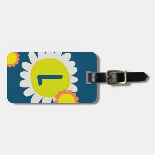 Blume Orange Daisy CUSTOMIZIERTE INITIALE Gepäckanhänger (Vorderseite horizontal)