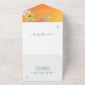 Blume Orange Gold Glitzer Wedding RSVP All In One Einladung (Außenbereich)