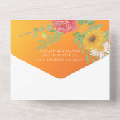 Blume Orange Gold Glitzer Wedding RSVP All In One Einladung (Rückseite)