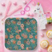 Blume Orange Green Botanic Pattern Event Pappteller (Party)