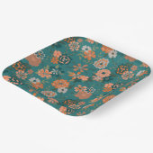 Blume Orange Green Botanic Pattern Event Pappteller (Gewinkelt)