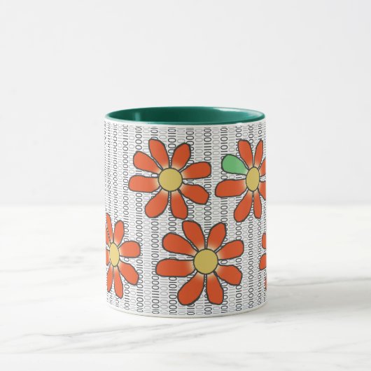 Blume Orange Green zu Binärkode Tasse (Zentrum)