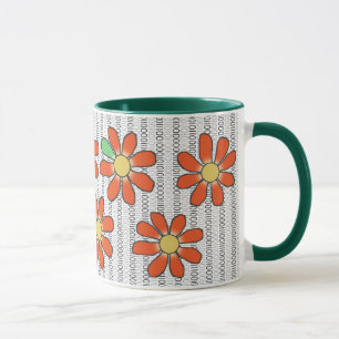 Blume Orange Green zu Binärkode Tasse