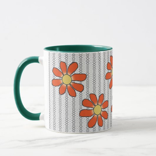 Blume Orange Green zu Binärkode Tasse (Links)