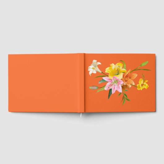 Blume Orange Hochzeitsgelb Pink Gästebuch (Voll)