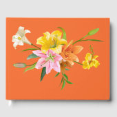 Blume Orange Hochzeitsgelb Pink Gästebuch (Vorderseite)