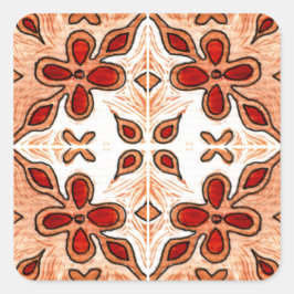Blume Orange Inspiriert von portugiesischer Azulej Quadratischer Aufkleber