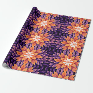 Blume Orange Lila und weiß Geschenkpapier