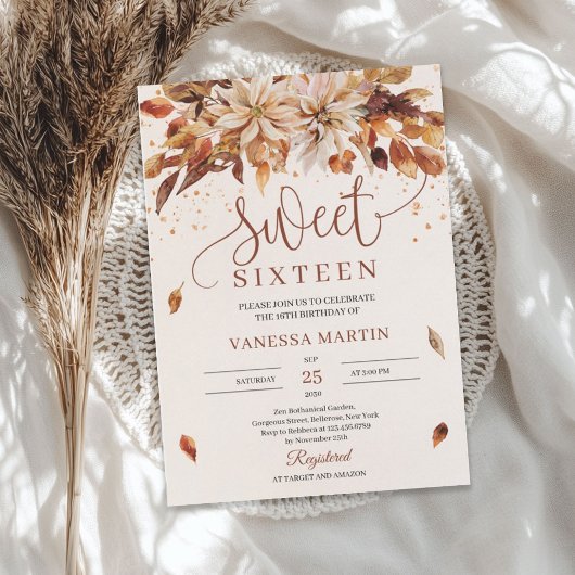 Blume Orange Marigold 16 . Geburtstag Einladung