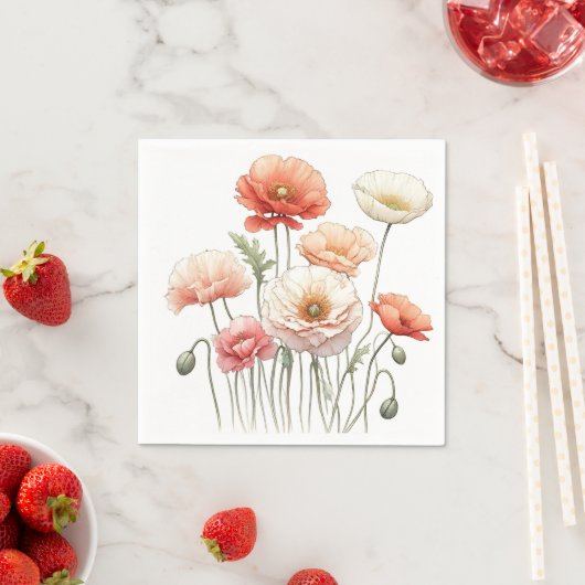 Blume Orange Poppy Cocktail Serviette (Beispiel)