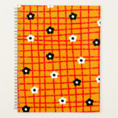 Blume Orange Red Karo Pattern Planer (Vorderseite)