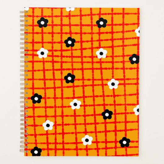 Blume Orange Red Karo Pattern Planer (Vorderseite)