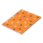 Blume Orange Red Karo Pattern Vibrann Notizblock (Rotiert)