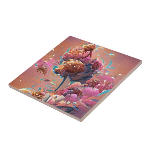 Blume orange-rosa Digitalkunst Fliese (Seite)