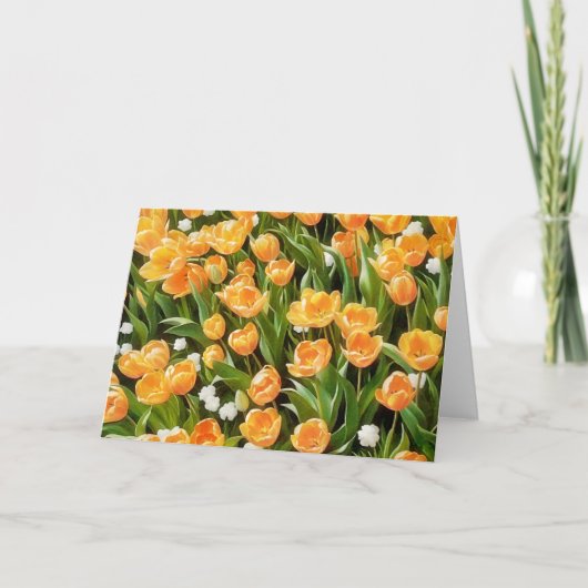 Blume Orange Tulips und Snowdrop Art Note Card Karte (Vorderseite)
