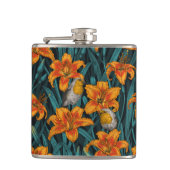 Blume, orange und blau flachmann (Vorderseite)