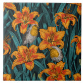 Blume, orange und blau fliese (Vorderseite)