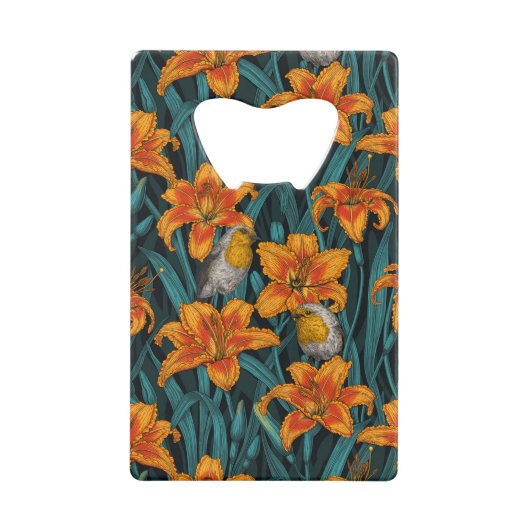 Blume, orange und blau geldbeutel flaschenöffner (Vorderseite)