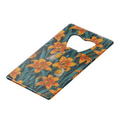 Blume, orange und blau geldbeutel flaschenöffner (Vorderseite Schrägansicht)