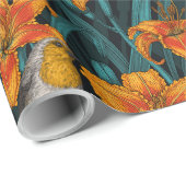 Blume, orange und blau geschenkpapier (Rolleneckpunkt)