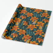 Blume, orange und blau geschenkpapier (Ungerollt)