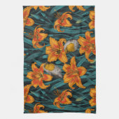 Blume, orange und blau geschirrtuch (Vertikal)