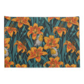 Blume, orange und blau kissenbezug (Rückseite-Rechts)