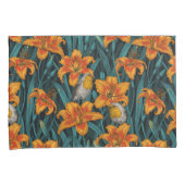 Blume, orange und blau kissenbezug (Vorderseite-Rechts)