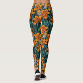 Blume, orange und blau leggings (Rückseite)