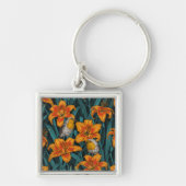 Blume, orange und blau schlüsselanhänger (Vorne)