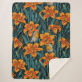 Blume, orange und blau sherpadecke (Vorderseite)