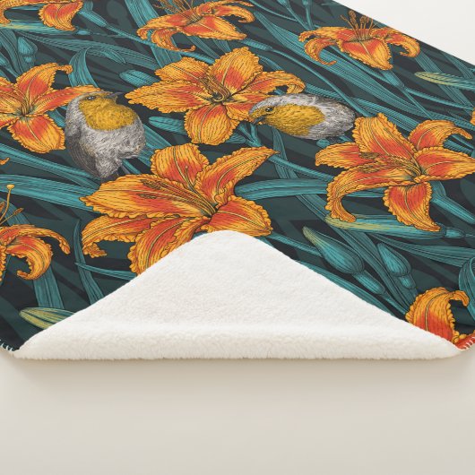 Blume, orange und blau sherpadecke (3/4)