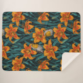 Blume, orange und blau sherpadecke (Vorderseite (Horizontal))