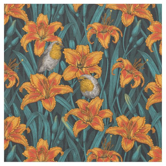 Blume, orange und blau stoff (Nahaufnahme)