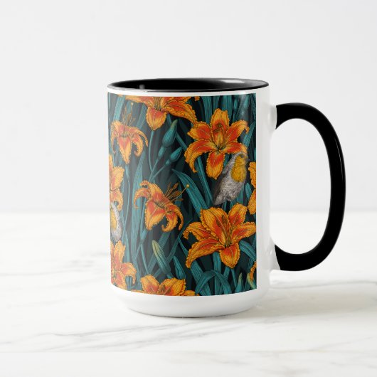 Blume, orange und blau tasse (Rechts)