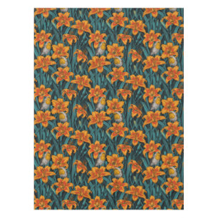 Blume, orange und blau tischdecke