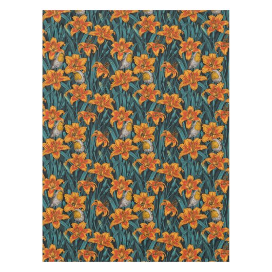 Blume, orange und blau tischdecke (Vorderseite)