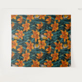 Blume, orange und blau wandteppich (Vorderseite (Horizontal))