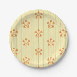 Blume Orange und Butter Gelb Streifen Pappteller