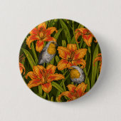 Blume, orange und dunkelgrün button (Vorderseite)