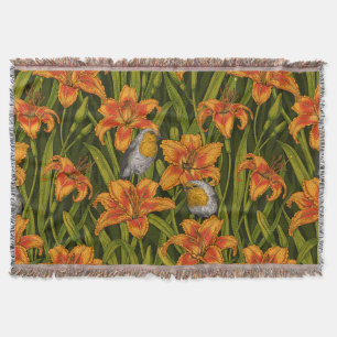 Blume, orange und dunkelgrün decke