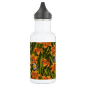 Blume, orange und dunkelgrün edelstahlflasche (Links)