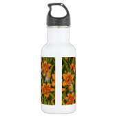 Blume, orange und dunkelgrün edelstahlflasche (Rückseite)