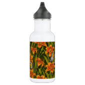 Blume, orange und dunkelgrün edelstahlflasche (Rechts)