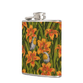 Blume, orange und dunkelgrün flachmann (Links)