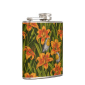 Blume, orange und dunkelgrün flachmann (Rechts)